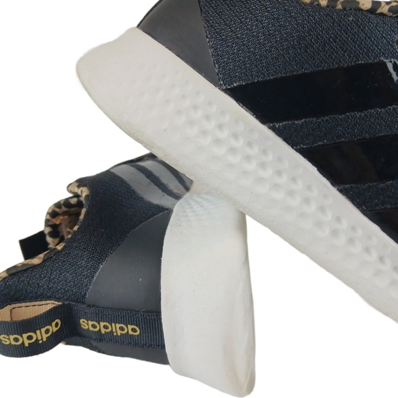 Adidas 7.5 Black White Cheetah Sneakers Trim Running Cloudfoam Super Puremotion - Picture 5 of 15